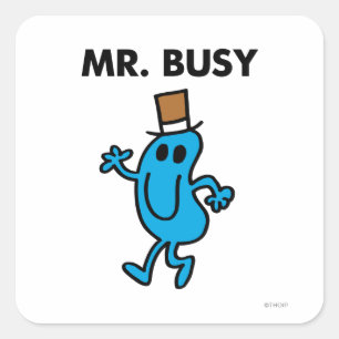 Sticker Carré M. Busy Waving Bonjour