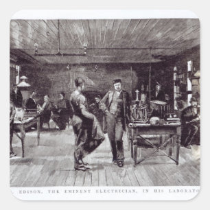 Sticker Carré M. Edison, l'électricien éminent