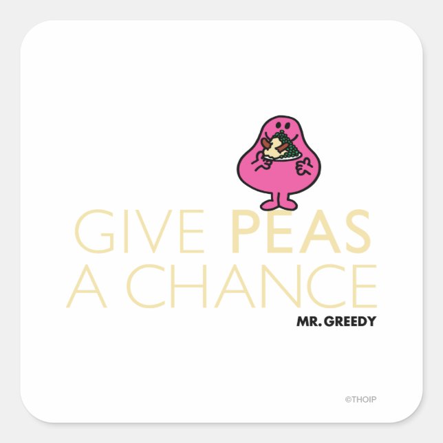 Sticker Carré M. Greedy | Donnez Une Chance Aux Pois (Devant)