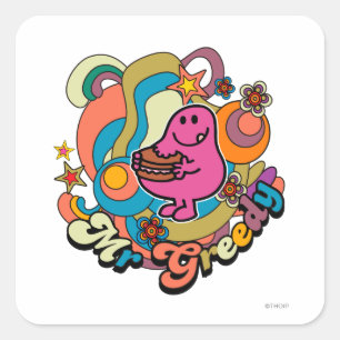 Sticker Carré M. Greedy   Flèches et étoiles colorées