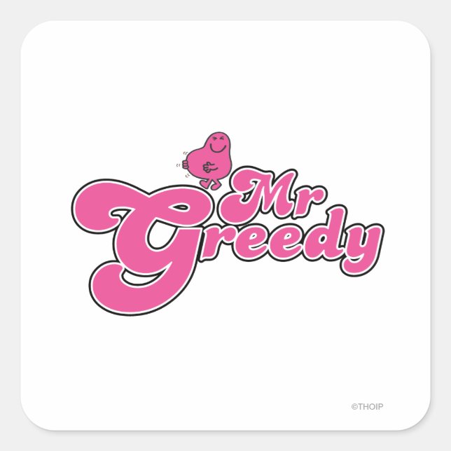 Sticker Carré M. Greedy | Lettres roses (Devant)
