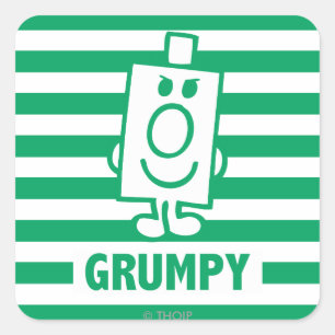 Sticker Carré M. Grumpy   Grin escarpé et rayures vertes
