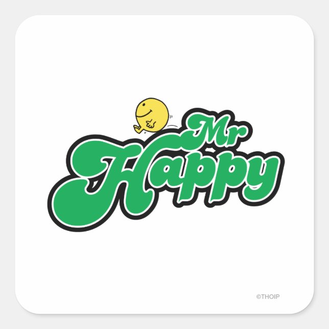 Sticker Carré M. Happy Glissant Vers Le Bas Vert (Devant)