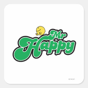 Sticker Carré M. Happy Glissant Vers Le Bas Vert