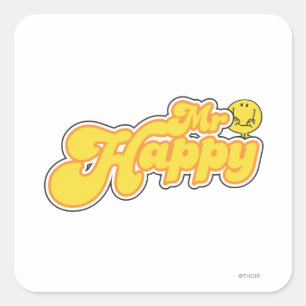 Sticker Carré M. Happy   Lettres jaunes