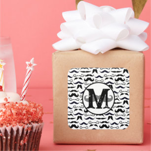 Sticker Carré M. Hipster Mustache Vintage Retro