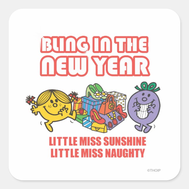 Sticker Carré M. Men Little Miss Bling au Nouvel An (Devant)