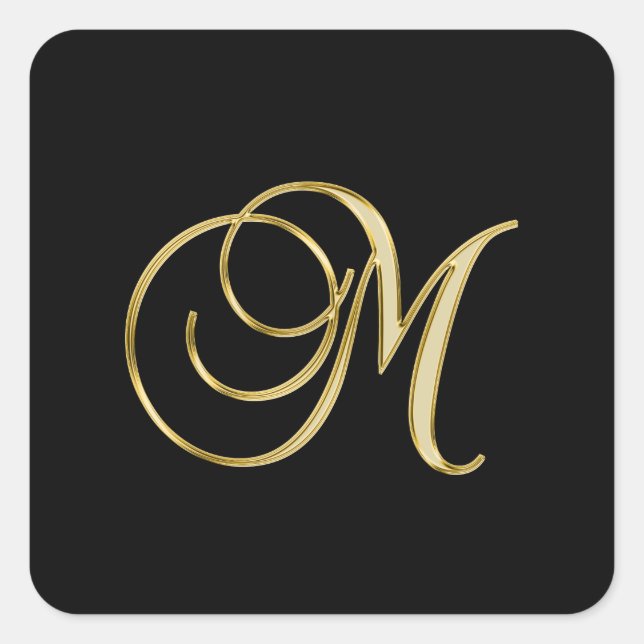 Sticker Carré M monogramme Gold Script (Devant)