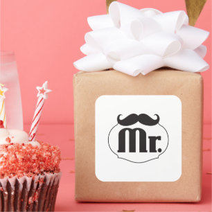 Sticker Carré M. Mustache Retro Cadeaux Hipster Vintages