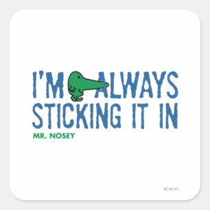 Sticker Carré M. Nosey Nosing Autour   Lettres bleues