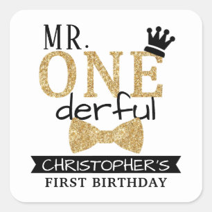 Sticker Carré M. ONEderful 1st Birthday Party Favor