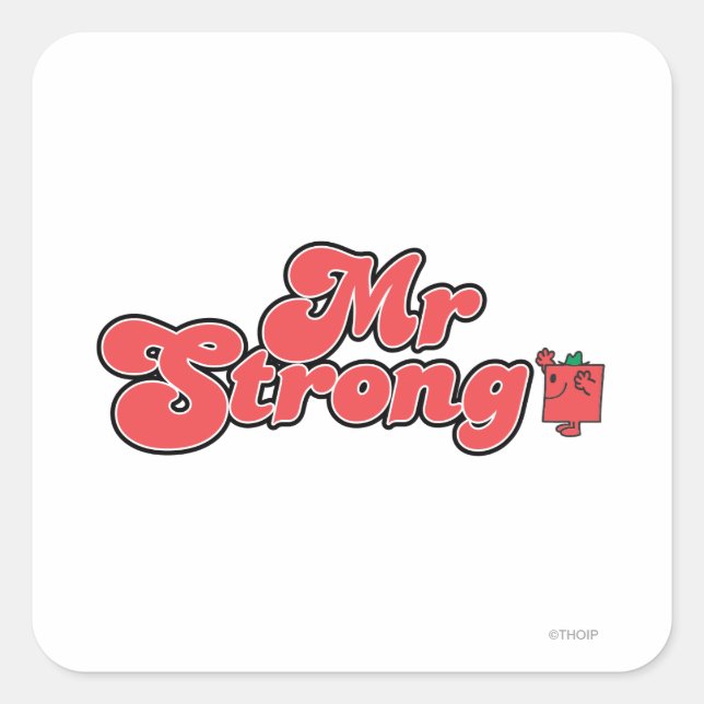 Sticker Carré M. Strong | Lettres rouges (Devant)