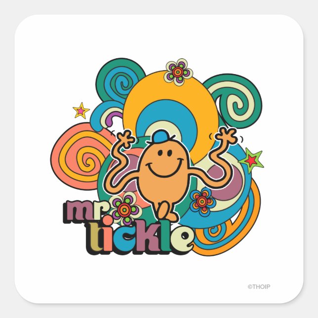 Sticker Carré M. Tickle | Flèches, étoiles et fleurs psychédéliq (Devant)