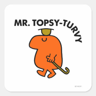 Sticker Carré M. Topsy-Turvy   Upside Down Casquette & Cane