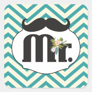 Sticker Carré M. Yellow de tableau et zigzag Chevron de vert