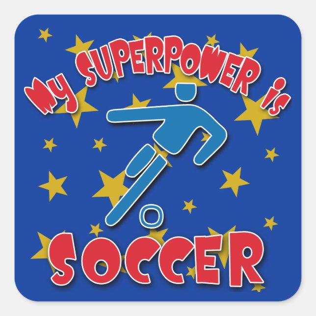Sticker Carré Ma superpuissance est le football (Devant)
