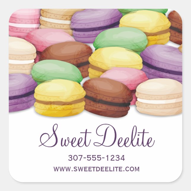 Sticker Carré Macaron de couleur sur mesure meringue biscuits bo (Devant)