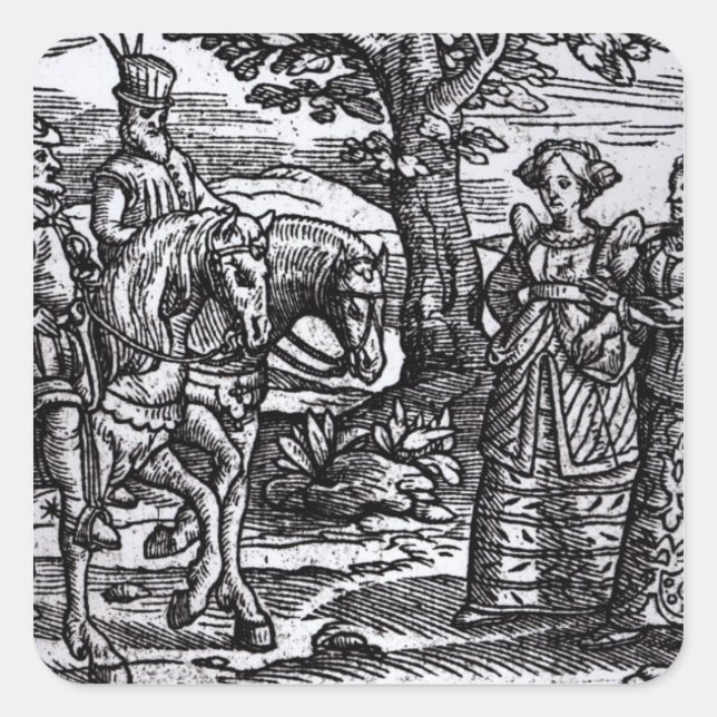 Sticker Carré Macbeth, Banquo et les trois sorcières (Devant)