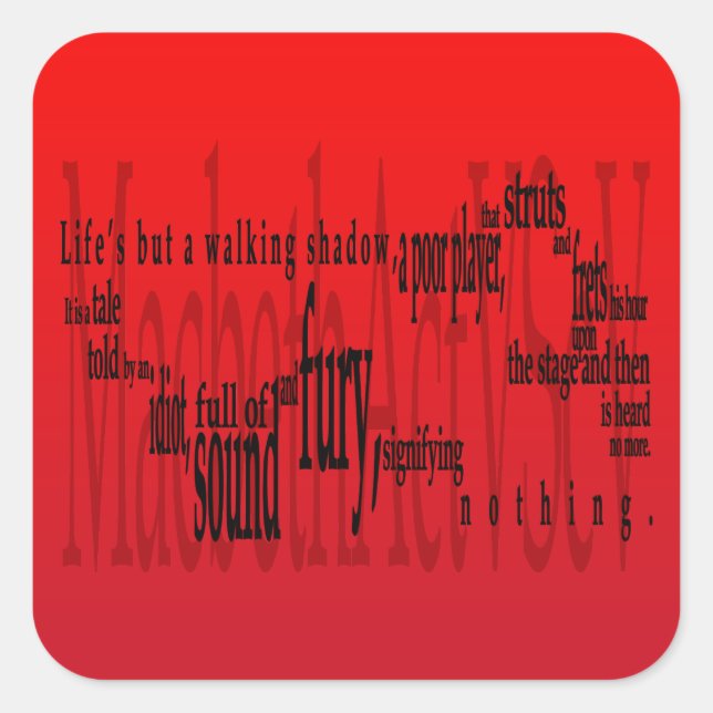 Sticker Carré Macbeth Shakespeare : 'La vie n'est qu'une ombre d (Devant)