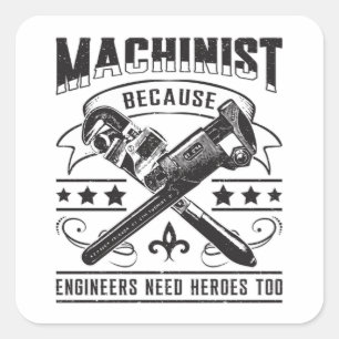 Sticker Carré Machiniste CNC Machinist Machine Job Drôle Cadeau