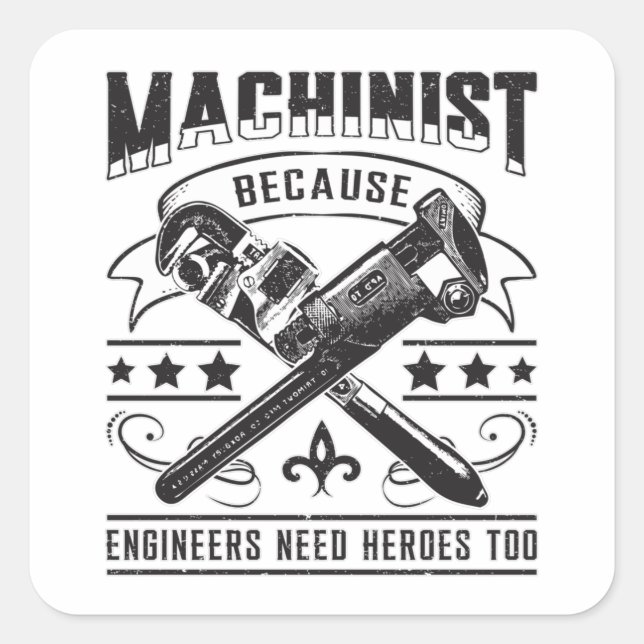 Sticker Carré Machiniste CNC Machinist Machine Job Drôle Cadeau (Devant)