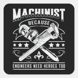 Sticker Carré Machiniste CNC Machiniste Idée-Cadeau Mécanique