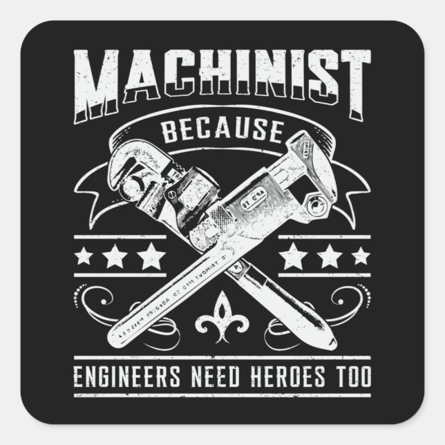 Sticker Carré Machiniste CNC Machiniste Machine Mécanique Idée c (Devant)