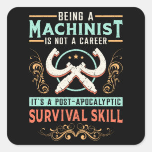 Sticker Carré Machiniste Machiniste Mécanique CNC Idée-Cadeau