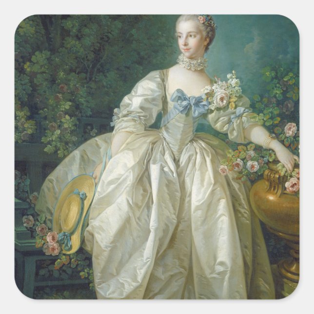Sticker Carré Madame Bergeret, c. 1766 (huile sur toile) (Devant)