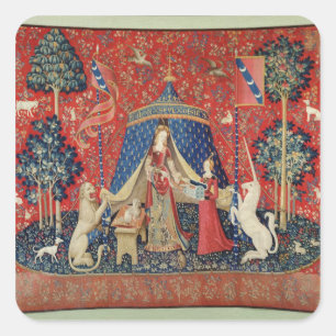 Sticker Carré Madame et la licorne : "À mon seulement desire