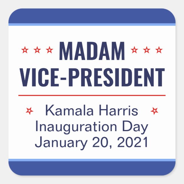 Sticker Carré Madame la Vice-présidente Kamala Harris Inaugurati (Devant)