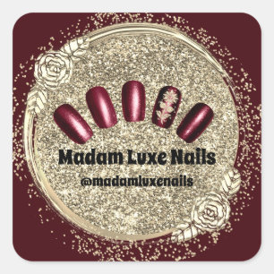 Sticker Carré Madame Luxe Nail Parties scintillant Black Burgund