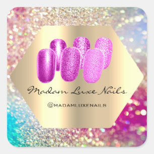 Sticker Carré Madame Luxe Nails Parties scintillant Géométrie en