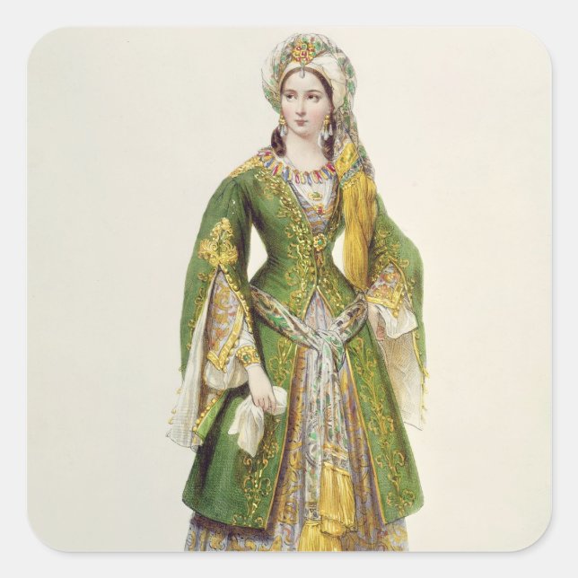 Sticker Carré Mademoiselle Rachel comme Roxane dans 'Bajazet' (Devant)