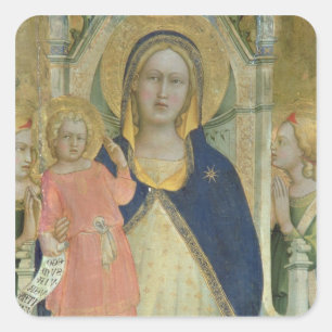 Sticker Carré Madonna and Child enthroned with Saints, détail