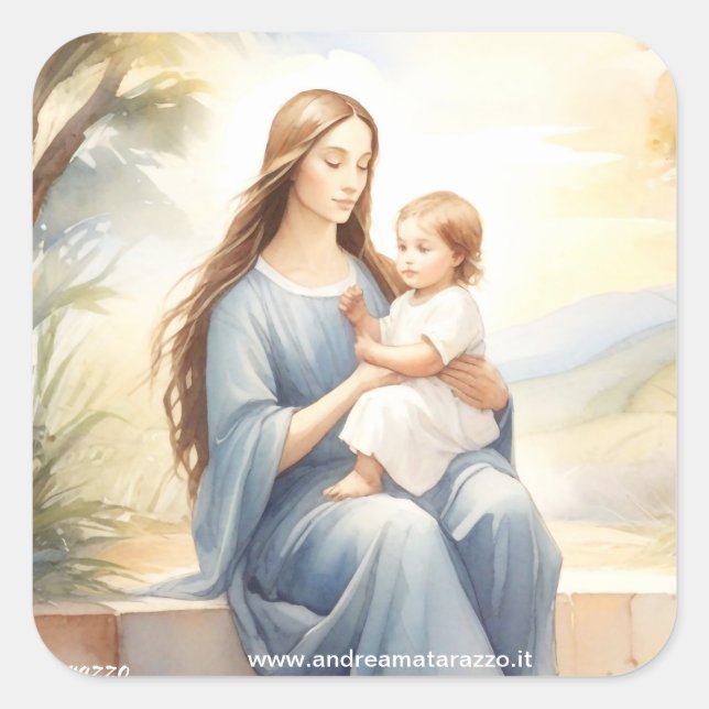 Sticker Carré Madonna avec l'enfant Jésus (Devant)