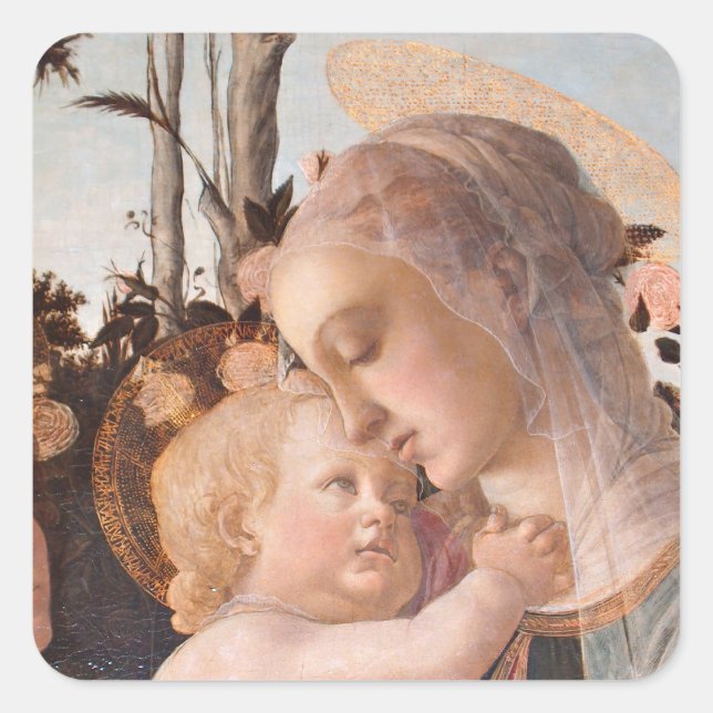 Sticker Carré Madonna del Magnificat tenant le bébé Jésus (Devant)