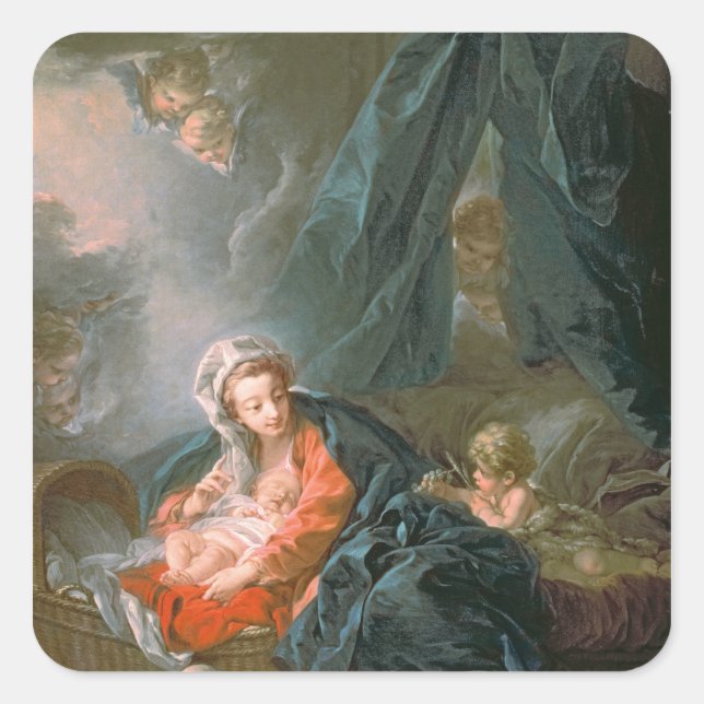 Sticker Carré Madonna et Enfant, 18ème siècle (Devant)