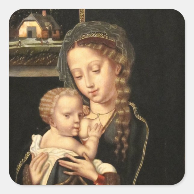 Sticker Carré Madonna et la garde d'enfants (Devant)