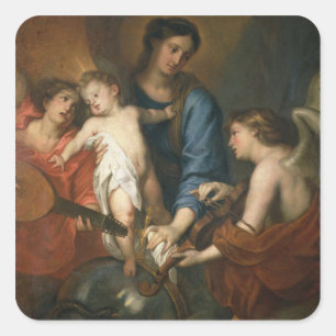 Sticker Carré Madonna et l'enfant aux anges