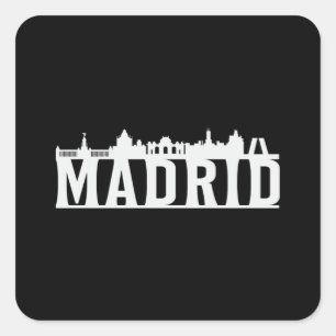 Sticker Carré Madrid Espagne City Skyline Cityscape Funny Cadeau