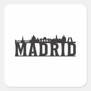 Sticker Carré Madrid Espagne City Skyline Cityscape Voyage Idée 