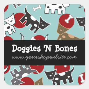 Sticker Carré Magasin d'animaux de compagnie de chiens et d'os e