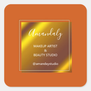Sticker Carré Magasin de maquillage Merci Royal Orange