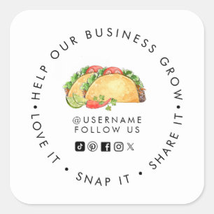 Sticker Carré Magasin de tacos Aidez notre entreprise à grandir