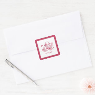 Sticker Carré Magenta Rouge Mariage moderne mariée et chambre à 