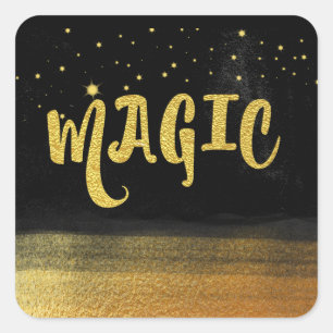 Sticker Carré *~* MAGIC Gold & Black Chic Magic Good Vibes