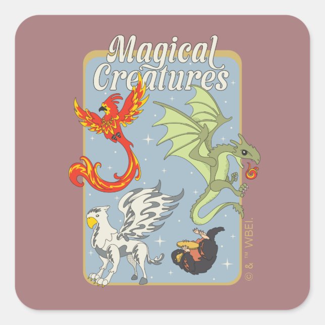Sticker Carré Magical Creatures Vintage Graphic (Devant)