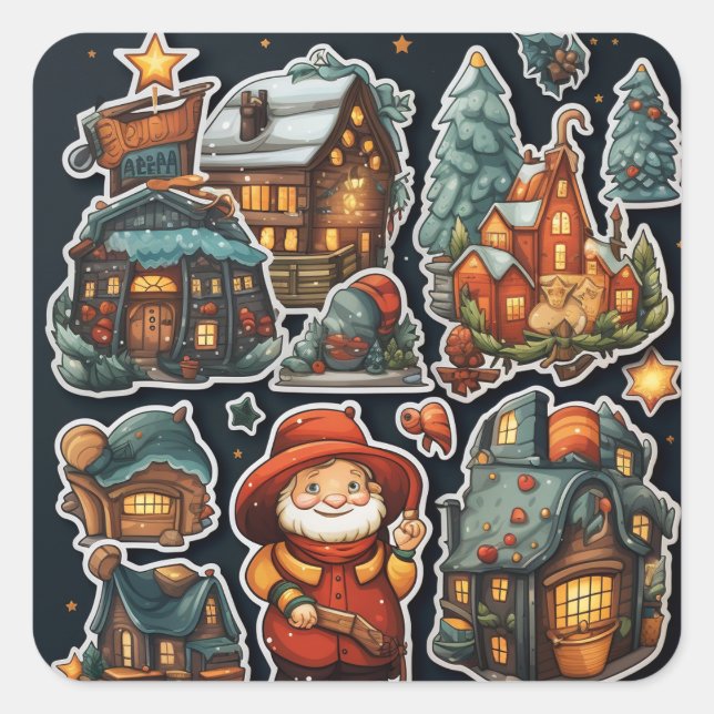 Sticker Carré Magie de Noël (Devant)