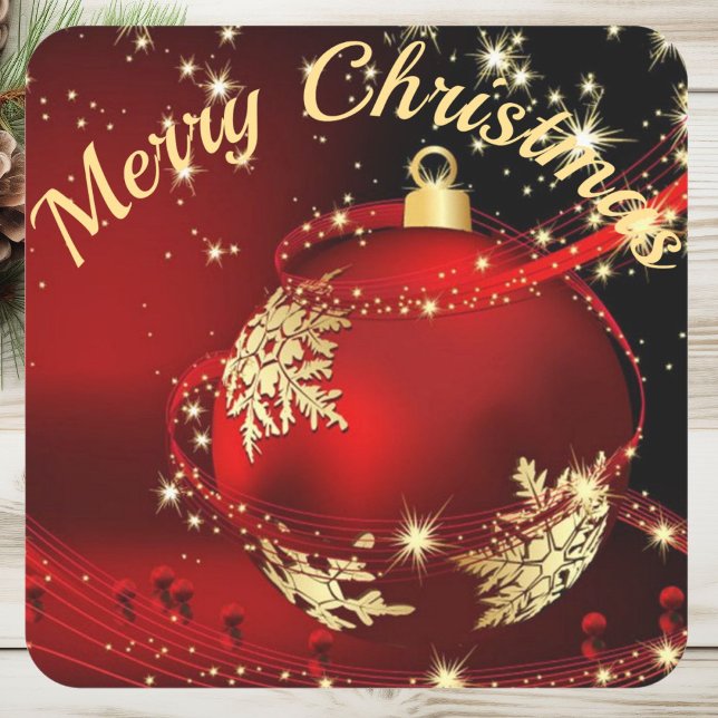 Sticker Carré Magie de Noël dans l'enveloppe de carte rouge (Créateur téléchargé)